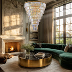 48” Grand Gold Tiered Crystal Chandelier