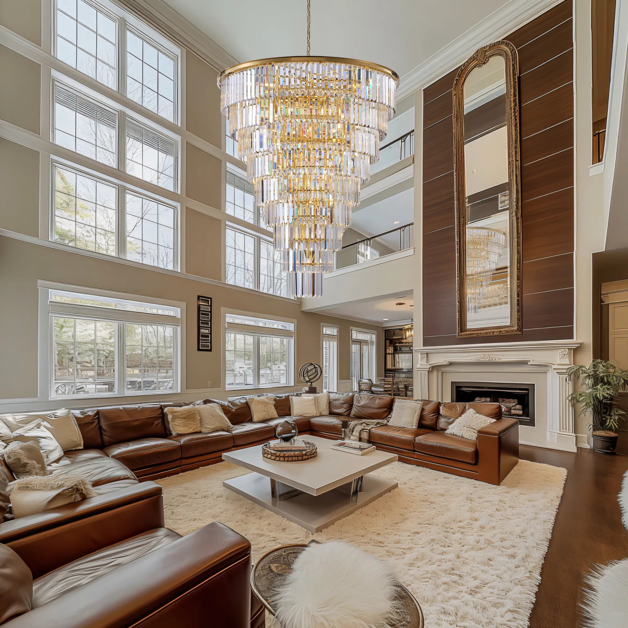 48” Grand Gold Tiered Crystal Chandelier