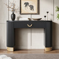 48“ Modern Black Ribbed Console Table