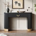 48“ Modern Black Ribbed Console Table