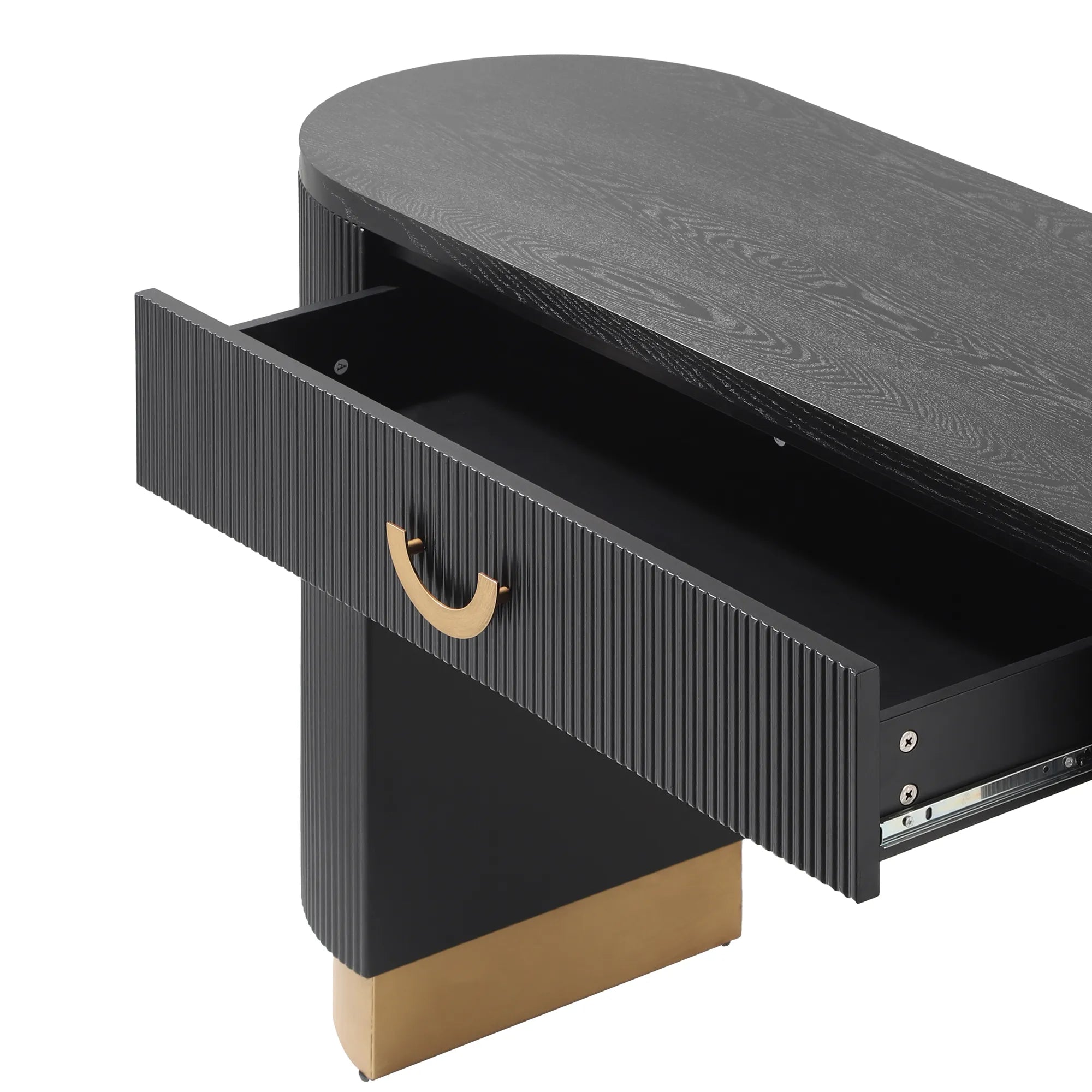 48“ Modern Black Ribbed Console Table