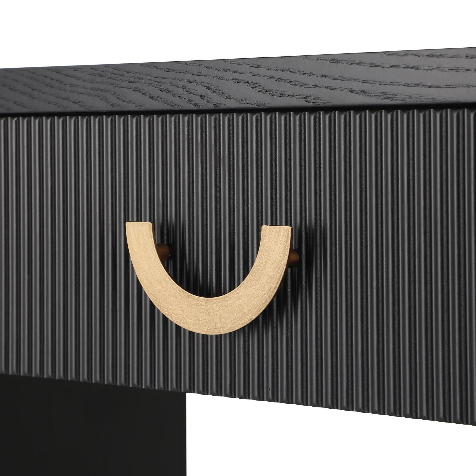 48“ Modern Black Ribbed Console Table