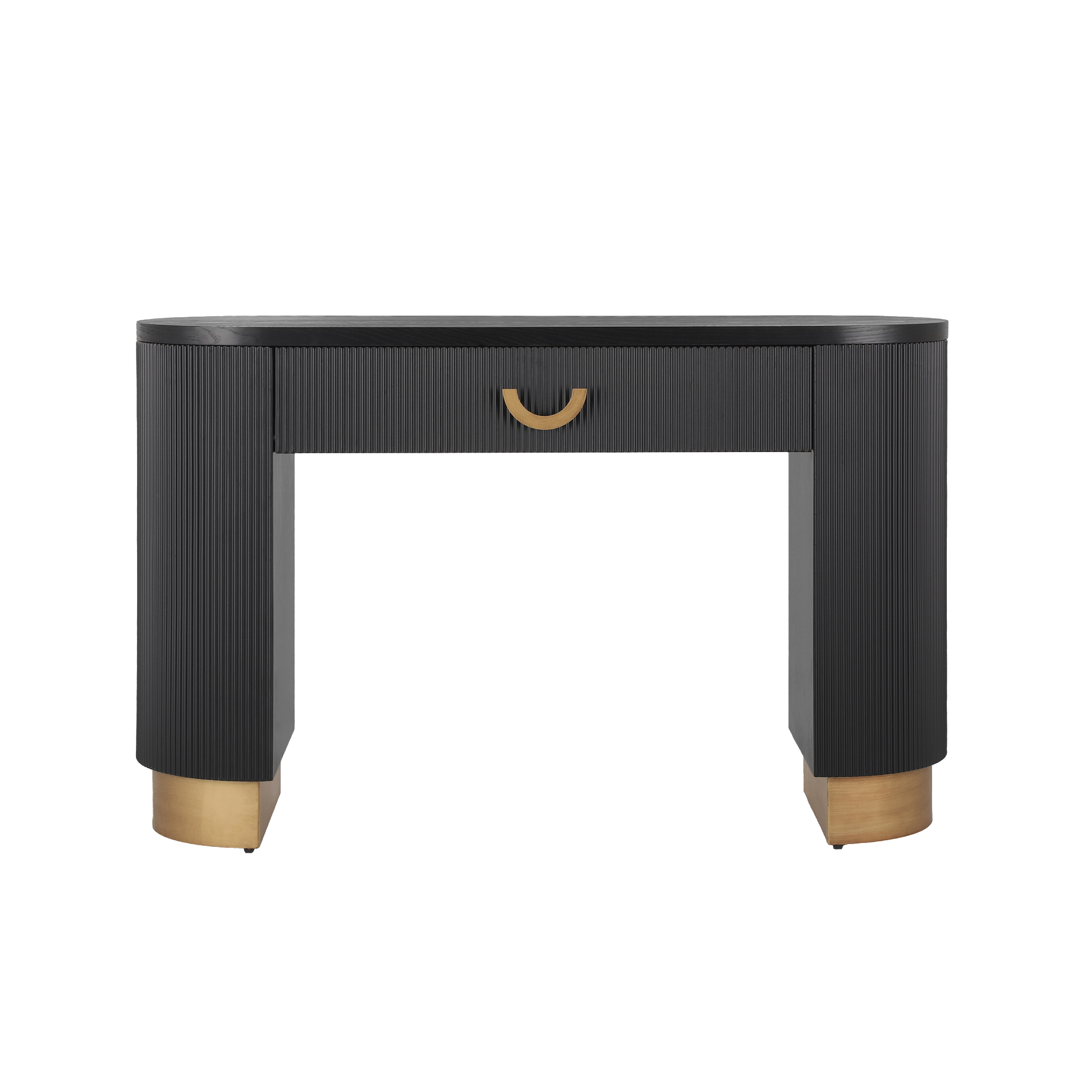 48“ Modern Black Ribbed Console Table