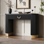 48“ Modern Black Ribbed Console Table