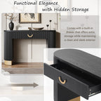 48“ Modern Black Ribbed Console Table