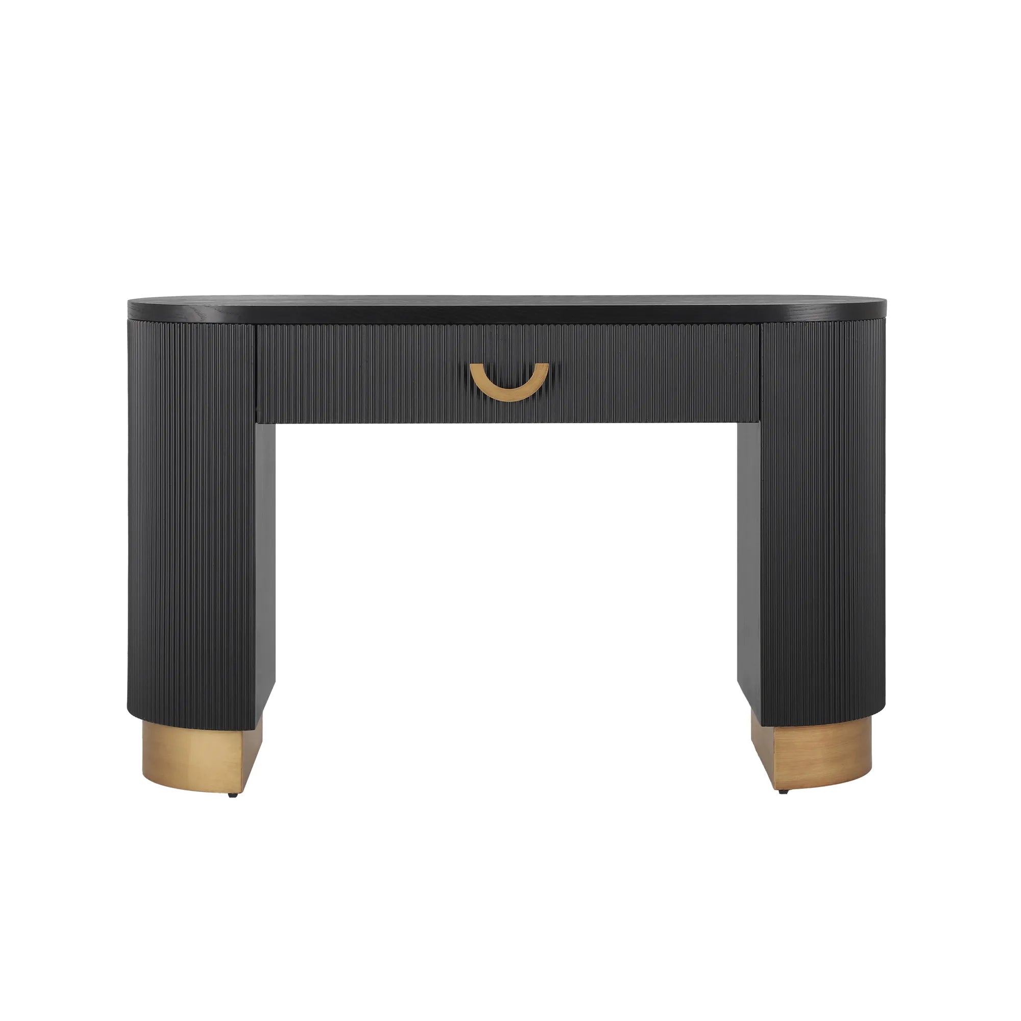 48“ Modern Black Ribbed Console Table