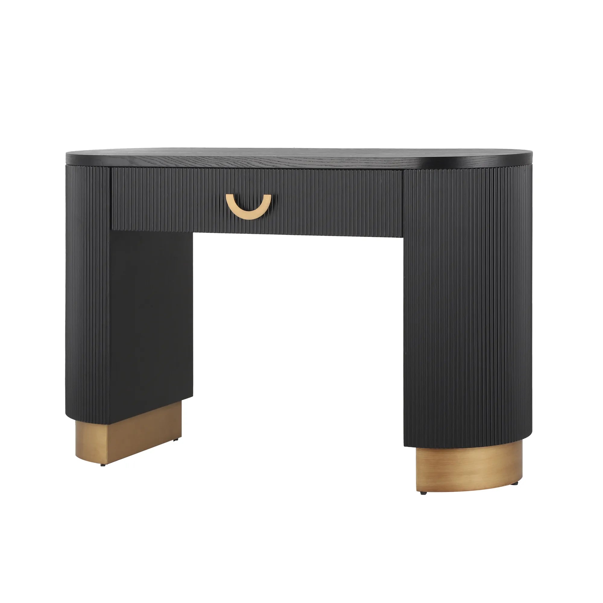 48“ Modern Black Ribbed Console Table