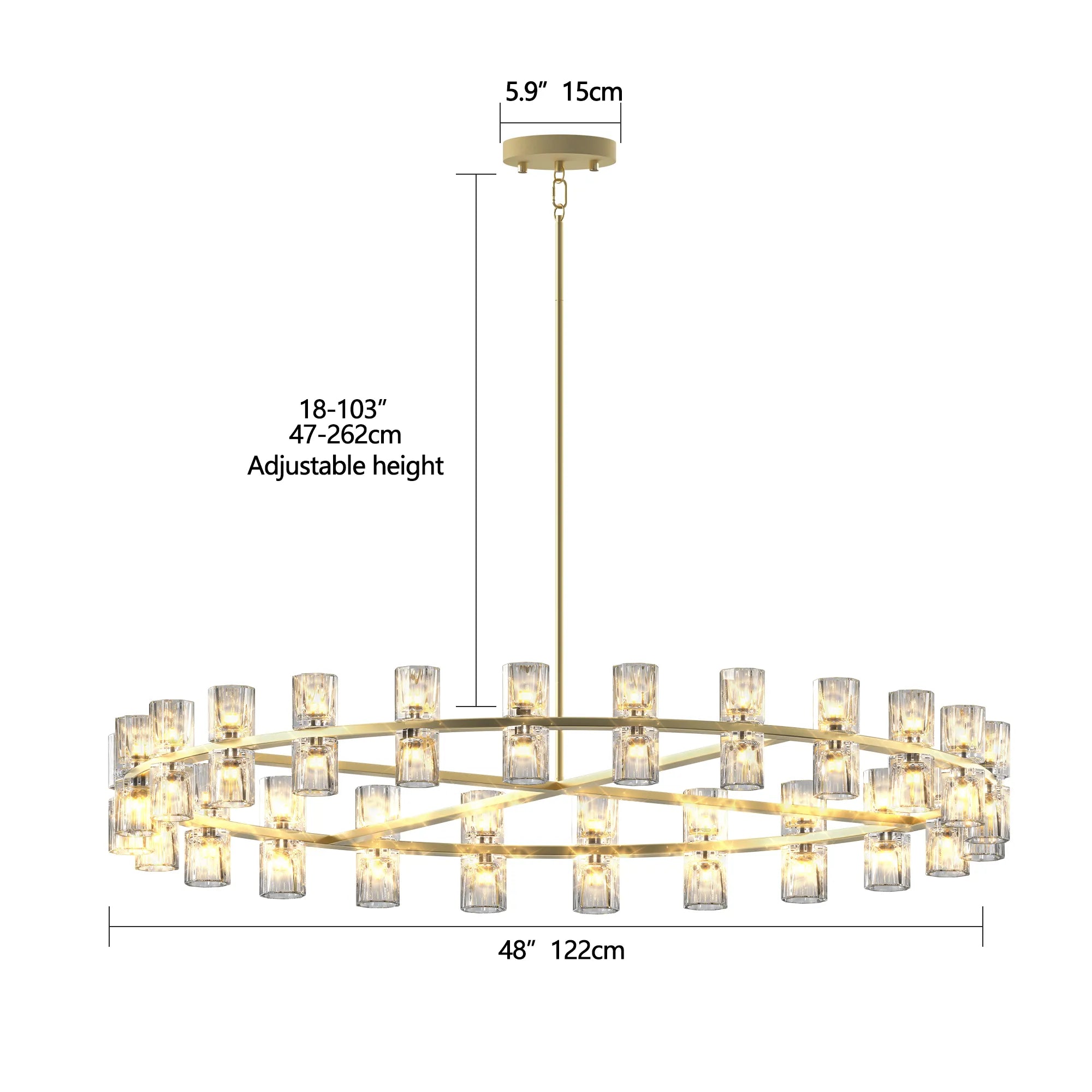 48” Modern Round Crystal Chandelier