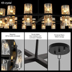 48” Modern Round Crystal Chandelier