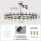 48” Modern Round Crystal Chandelier