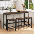 4 Pieces Modern Bar Table Set with 3 Stools
