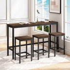 4 Pieces Modern Bar Table Set with 3 Stools