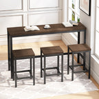 4 Pieces Modern Bar Table Set with 3 Stools