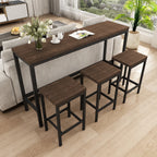 4 Pieces Modern Bar Table Set with 3 Stools