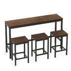 4 Pieces Modern Bar Table Set with 3 Stools