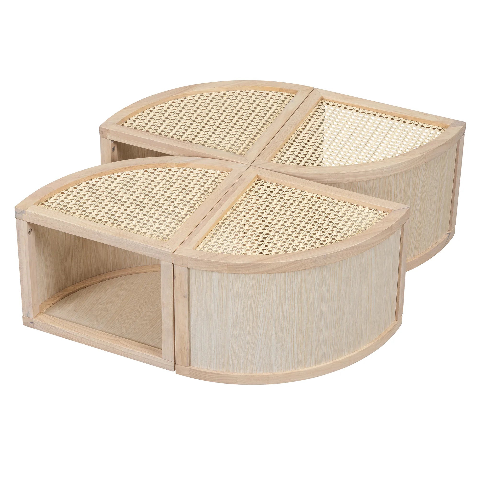 4 Pieces Modular Rattan Coffee Table