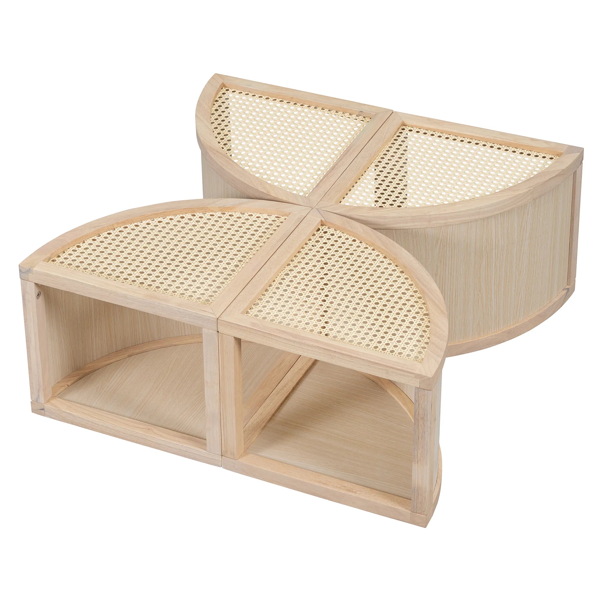 4 Pieces Modular Rattan Coffee Table