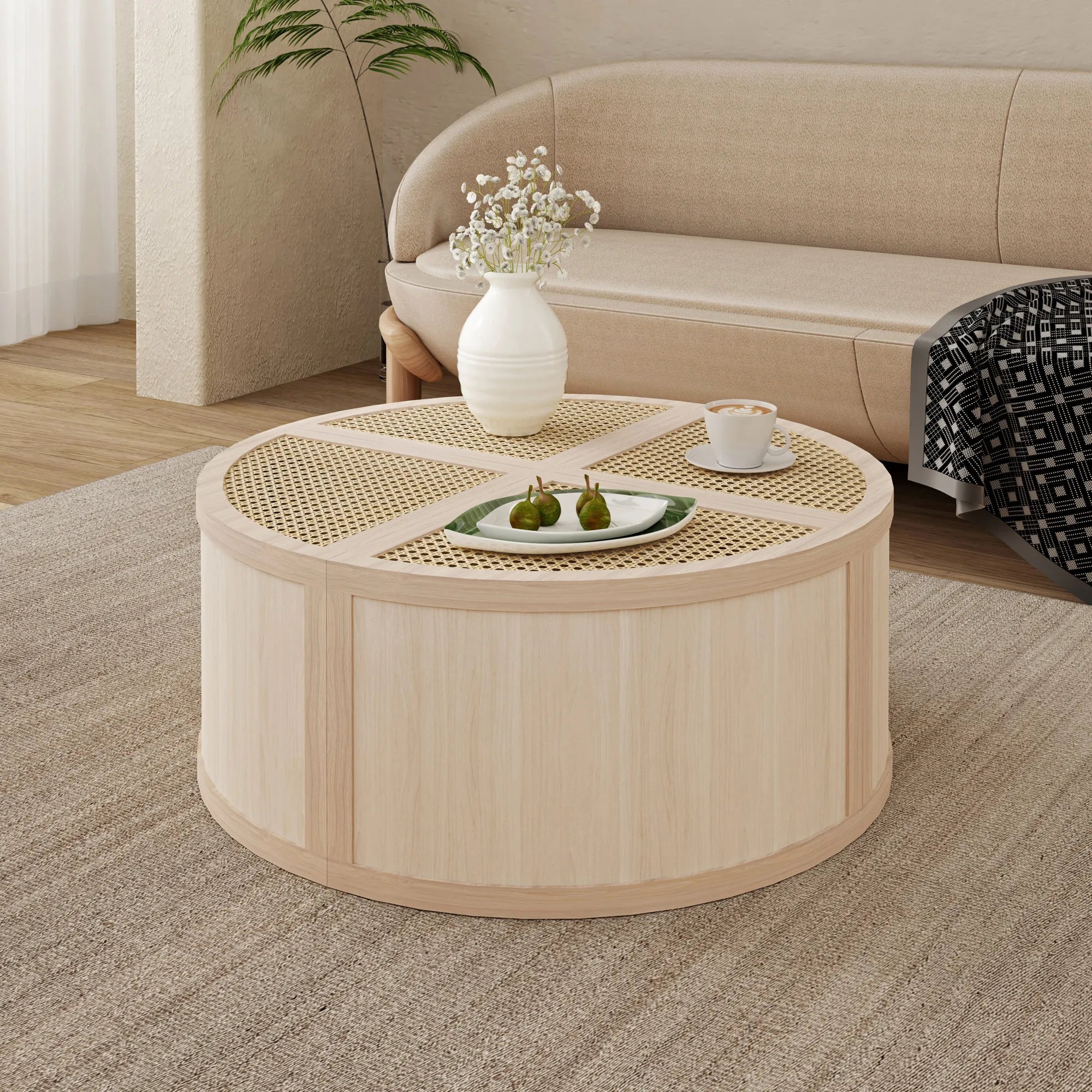 4 Pieces Modular Rattan Coffee Table