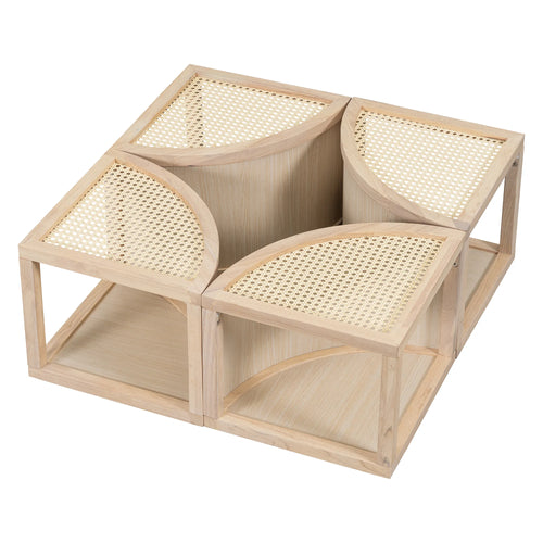 4 Pieces Modular Rattan Coffee Table