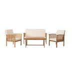 4 Pieces Wood Outdoor Patio Seat Set