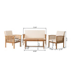 4 Pieces Wood Outdoor Patio Seat Set