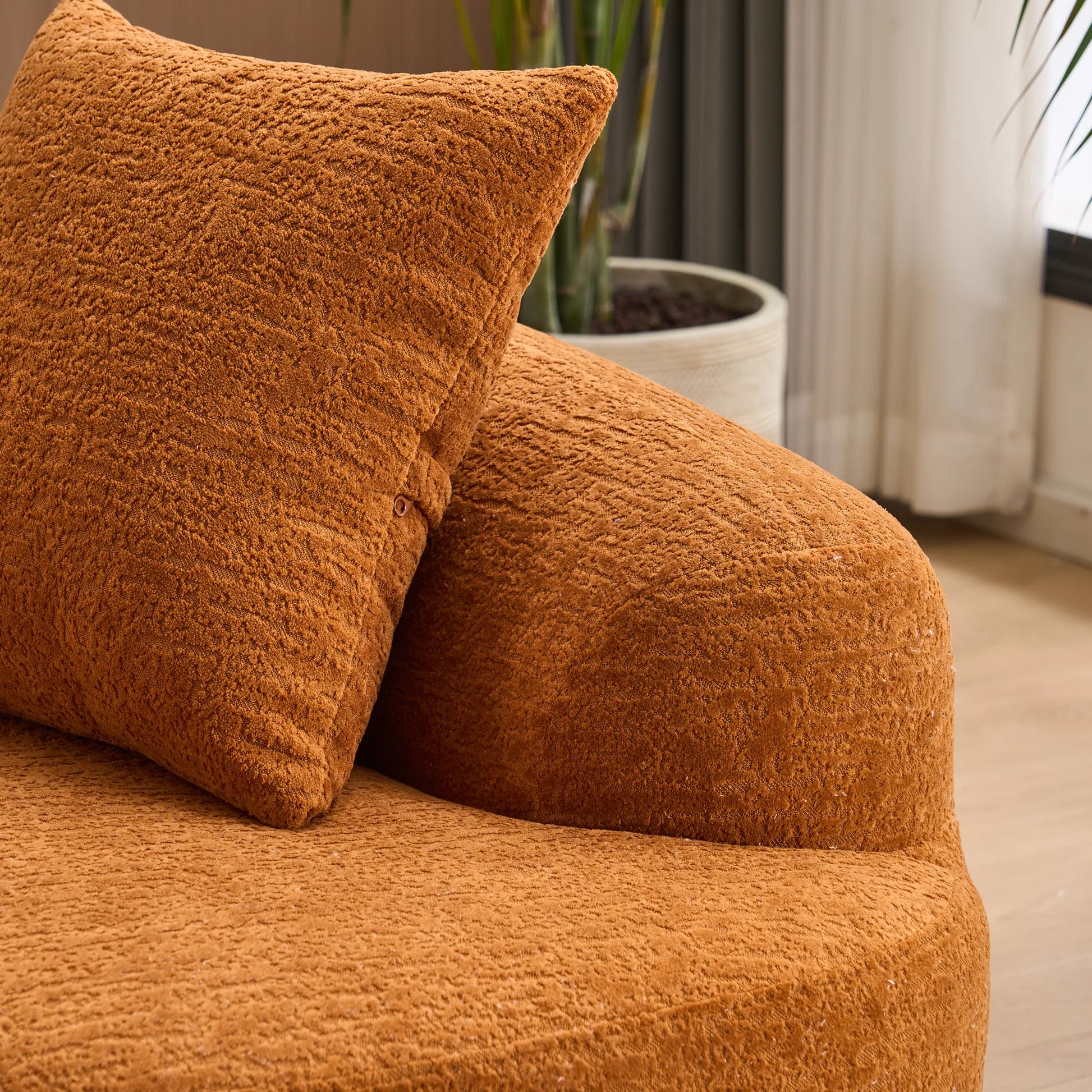 4 Seater Chenille Fabric Full Sponge Legless Compressed Sectional Sofa
