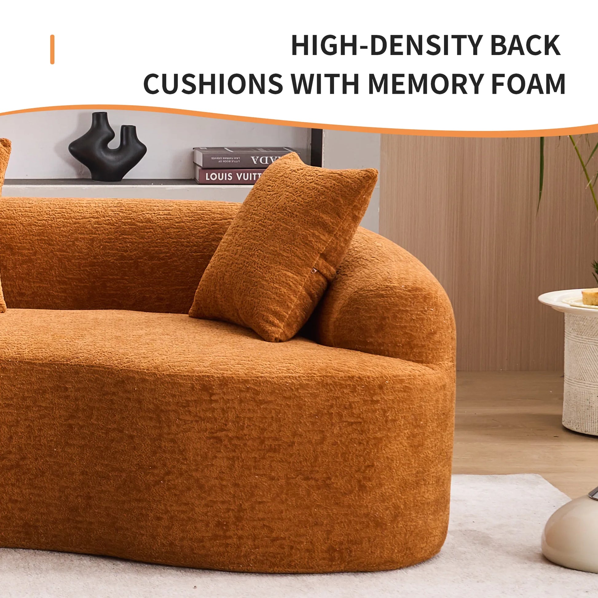 4 Seater Chenille Fabric Full Sponge Legless Compressed Sectional Sofa