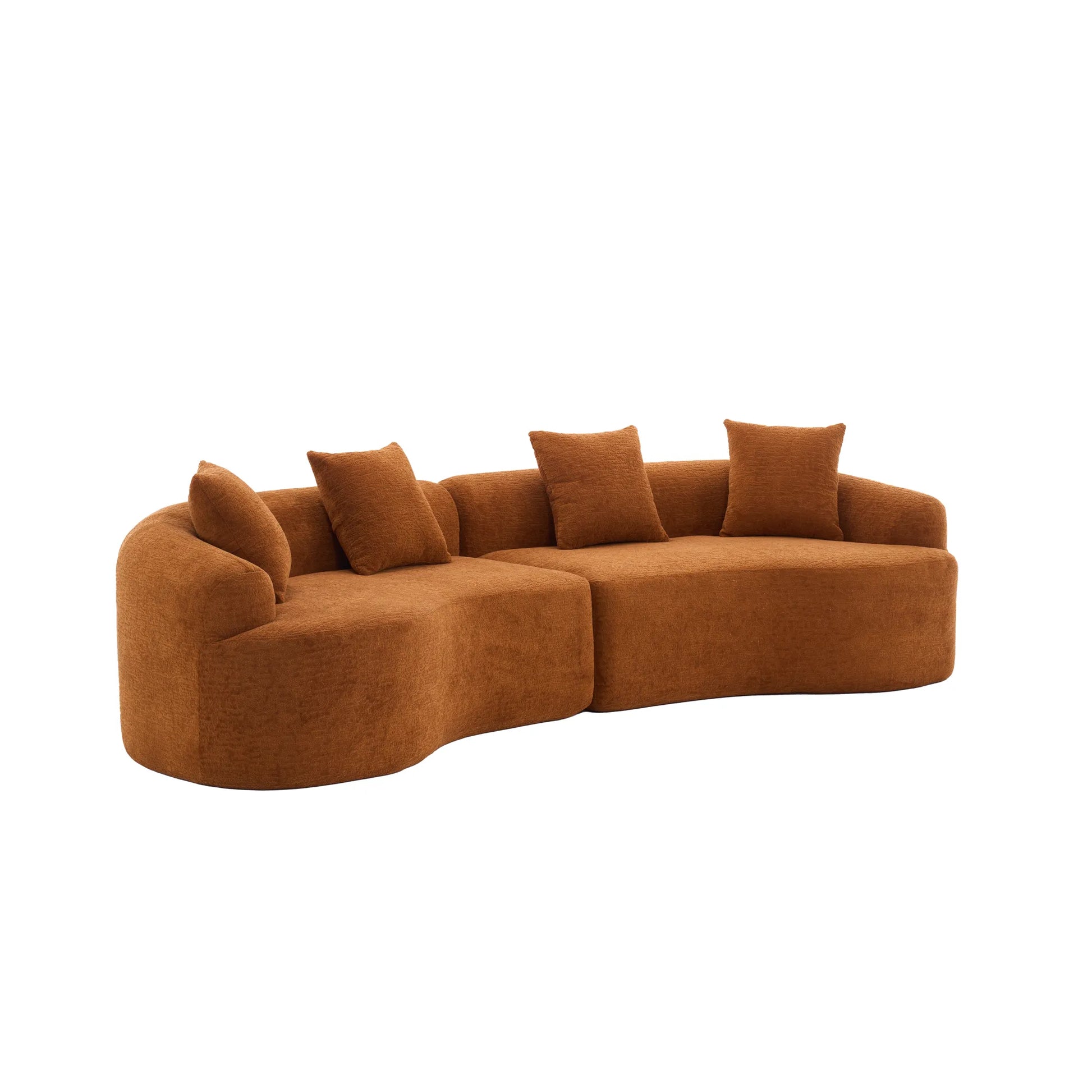 4 Seater Chenille Fabric Full Sponge Legless Compressed Sectional Sofa