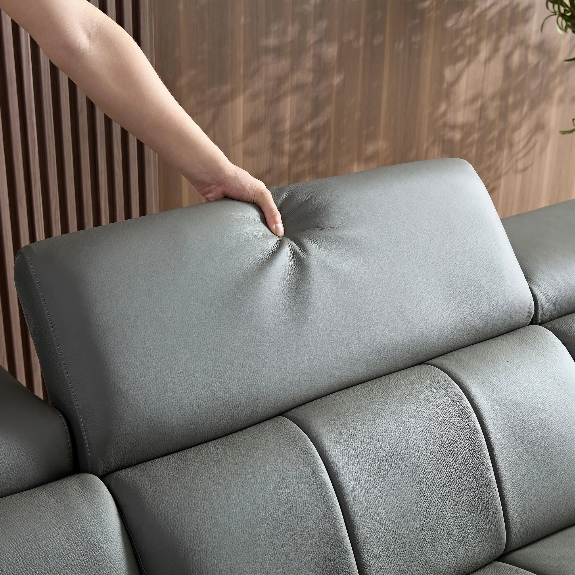 4 Seater L Shape Leather Modern Power Reclining Sofa