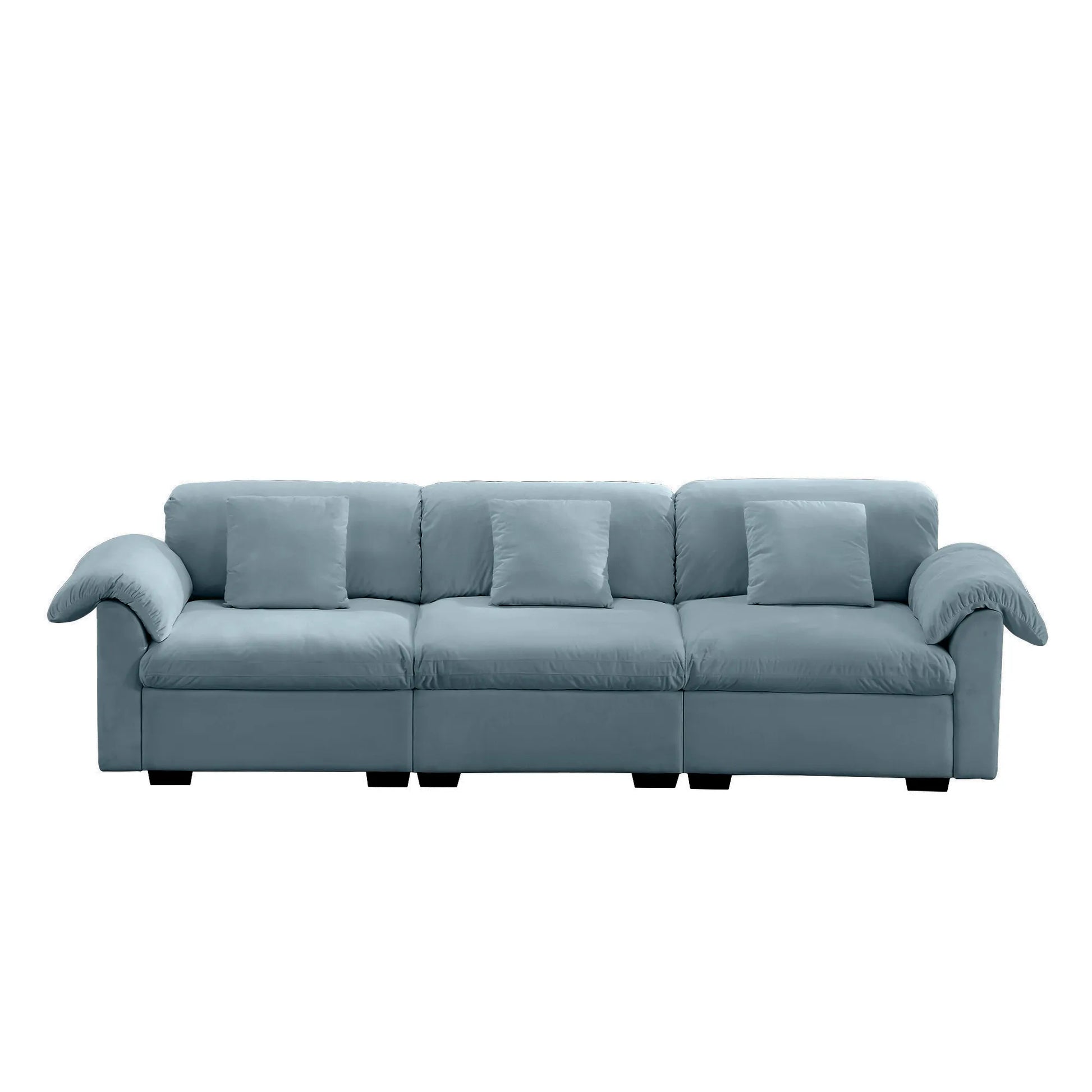 3 Seater Oversized Modern Velvet Cloud Comfort Sectional Sofa with Ottoman & Underseat Storage