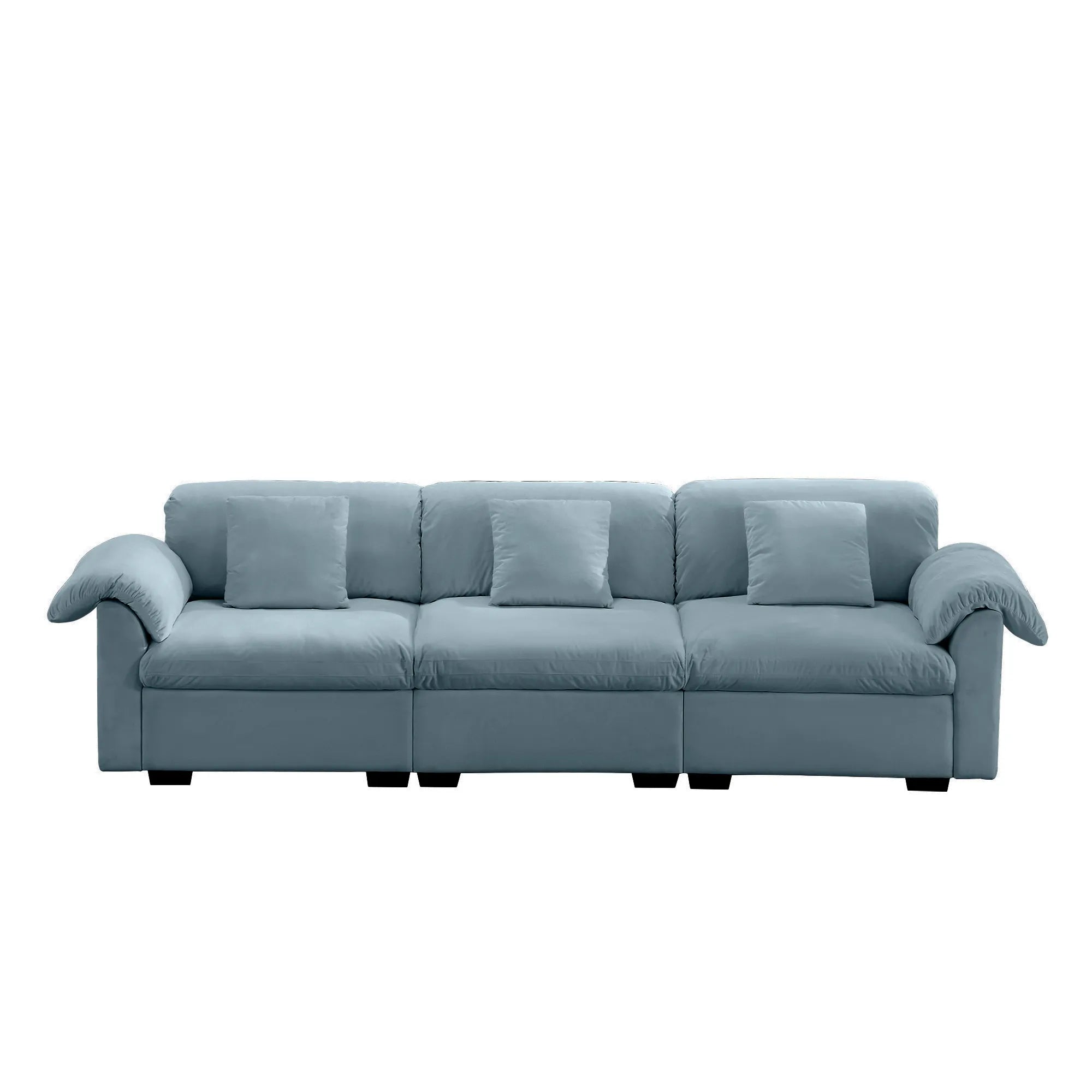3 Seater Oversized Modern Velvet Cloud Comfort Sectional Sofa with Ottoman & Underseat Storage