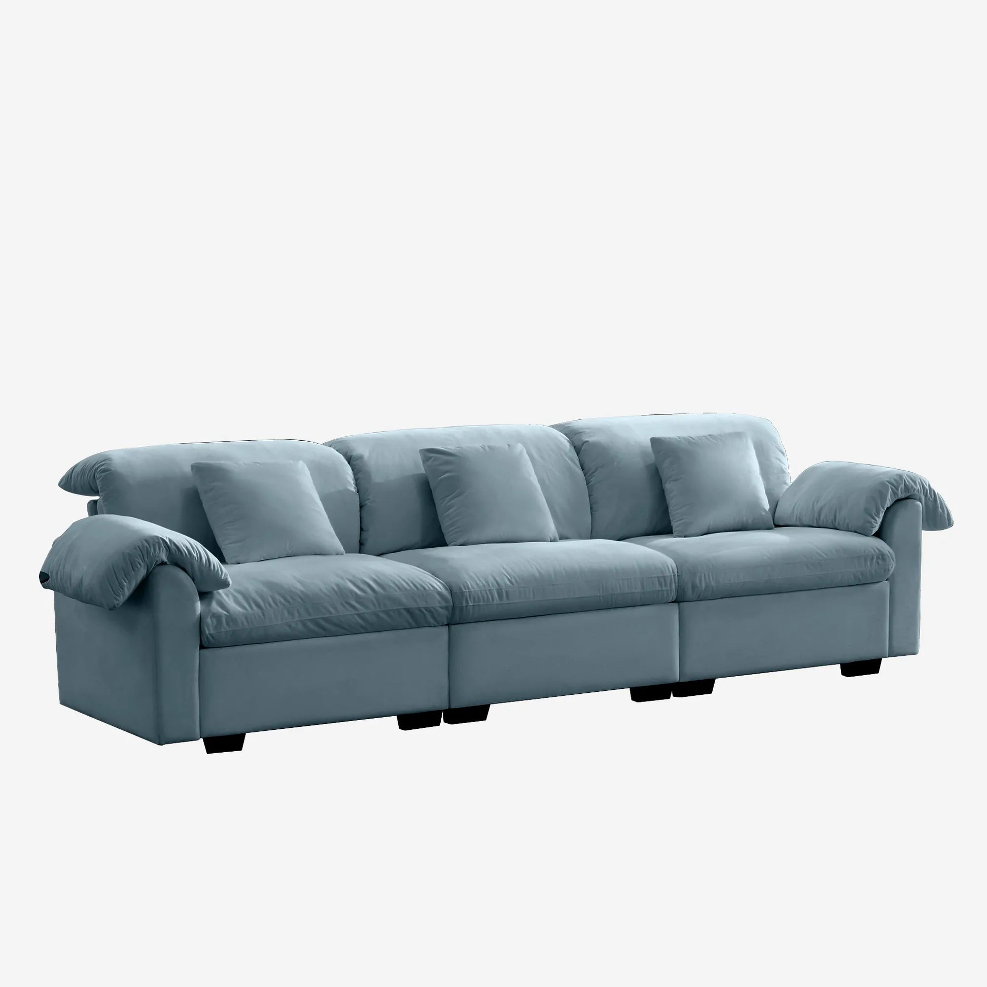 3 Seater Oversized Modern Velvet Cloud Comfort Sectional Sofa with Ottoman & Underseat Storage