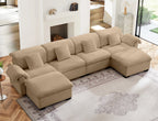 4 Seater Oversized Modern Velvet Cloud Comfort Sectional Sofa with Ottoman & Underseat Storage