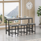 4 Pieces Modern Bar Table Set with 3 Stools