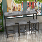 4 Pieces Modern Bar Table Set with 3 Stools