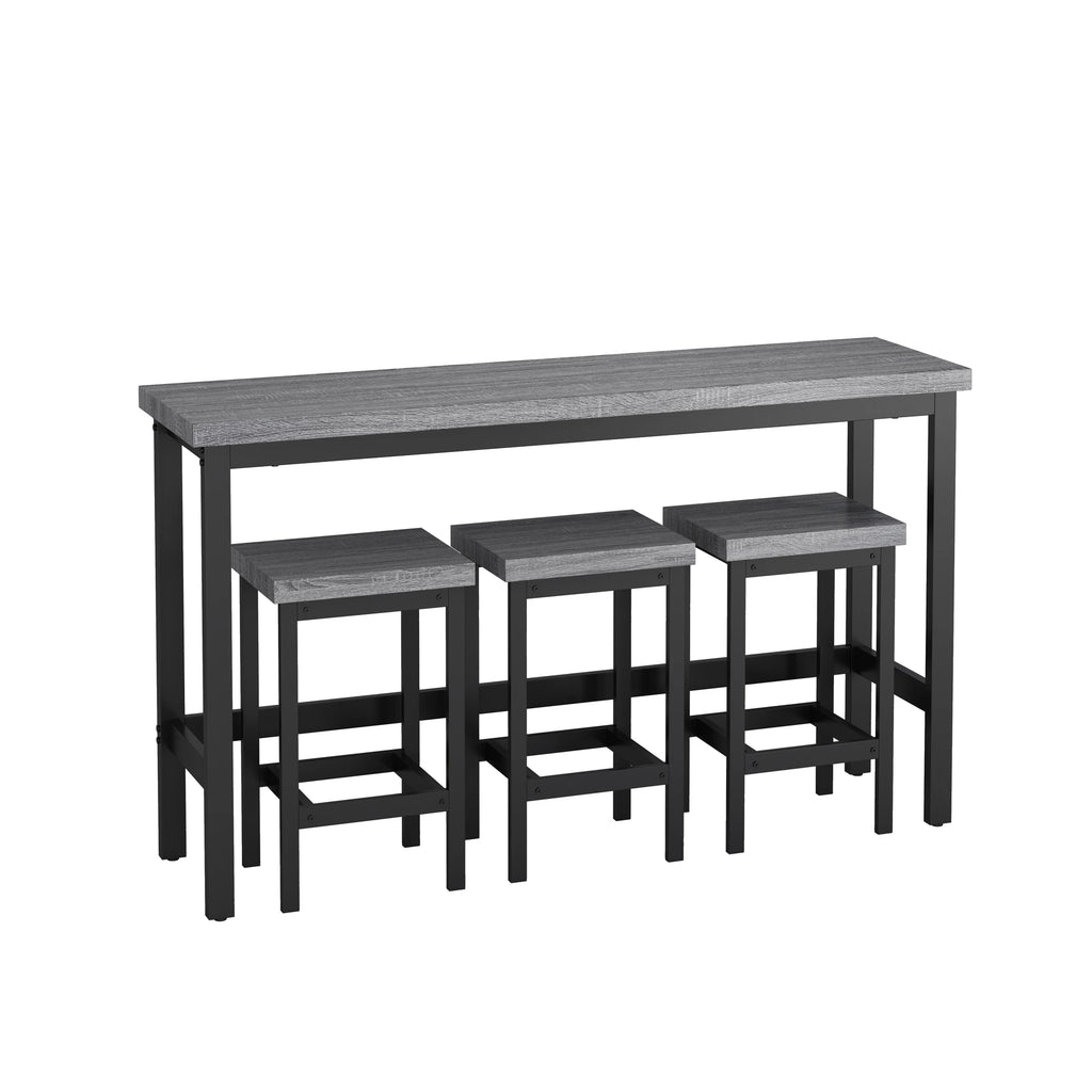 4 Pieces Modern Bar Table Set with 3 Stools