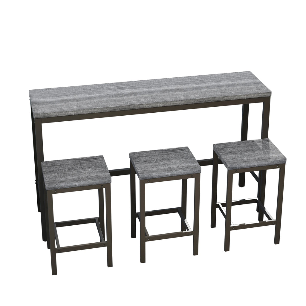 4 Pieces Modern Bar Table Set with 3 Stools
