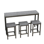 4 Pieces Modern Bar Table Set with 3 Stools