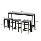 4 Pieces Modern Bar Table Set with 3 Stools
