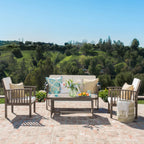 4 Pieces Wood Outdoor Patio Seat Set