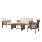 4 Pieces Wood Outdoor Patio Seat Set