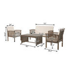 4 Pieces Wood Outdoor Patio Seat Set