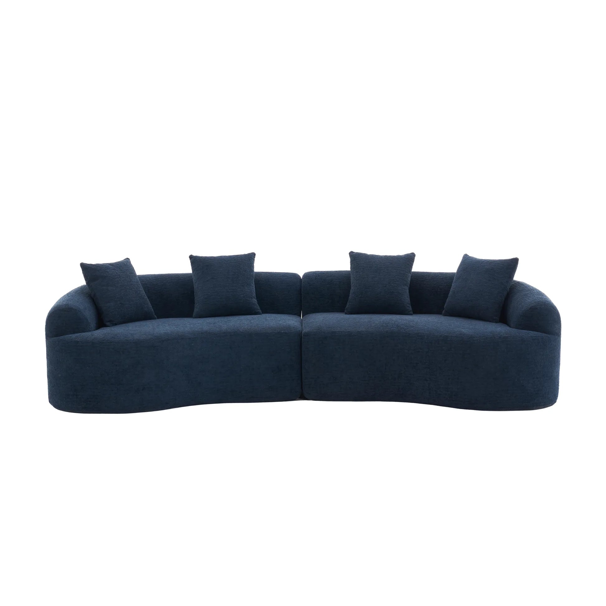 4 Seater Chenille Fabric Full Sponge Legless Compressed Sectional Sofa