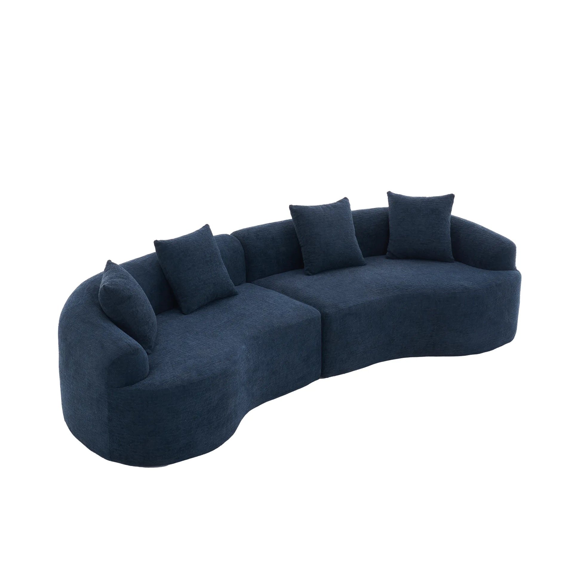 4 Seater Chenille Fabric Full Sponge Legless Compressed Sectional Sofa