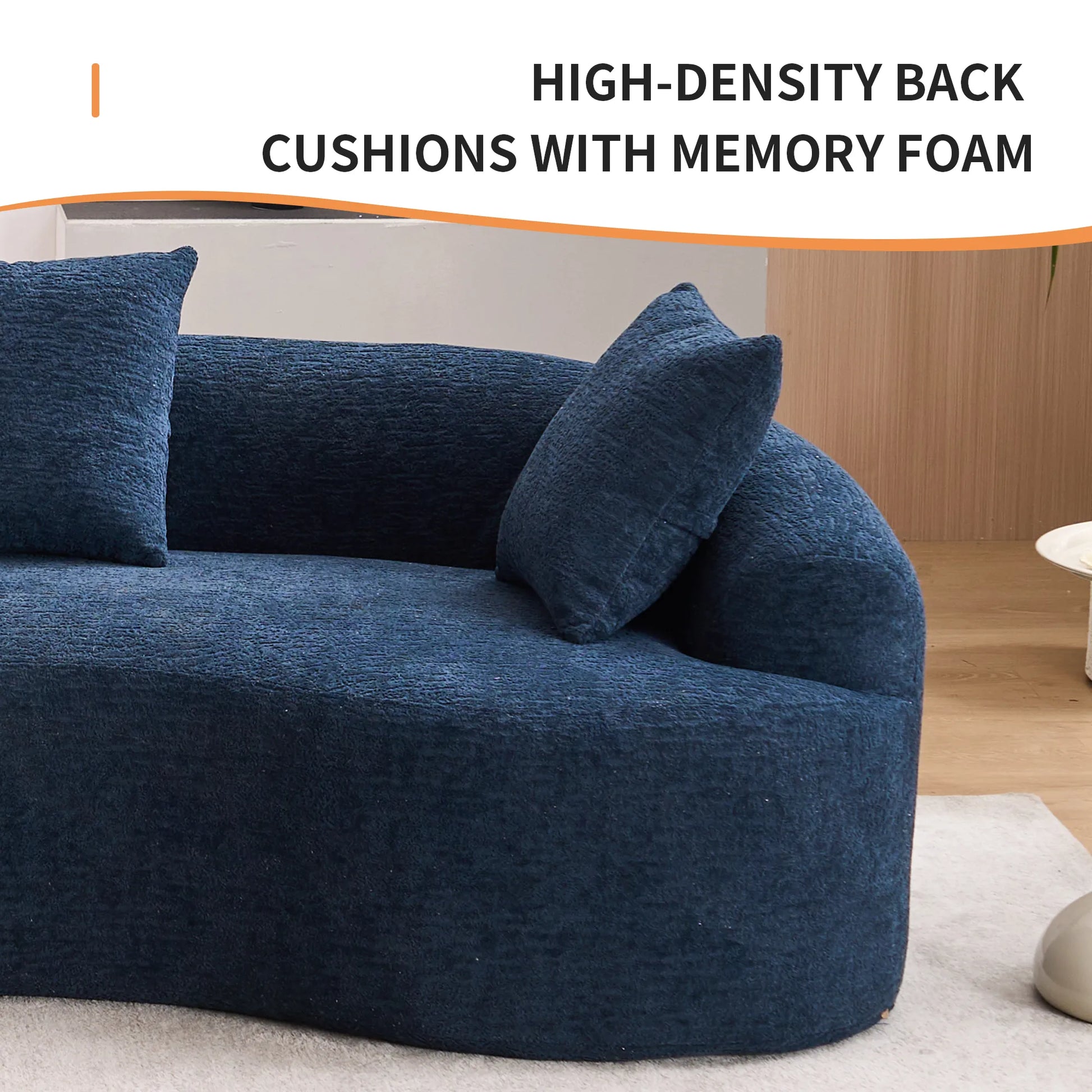 4 Seater Chenille Fabric Full Sponge Legless Compressed Sectional Sofa