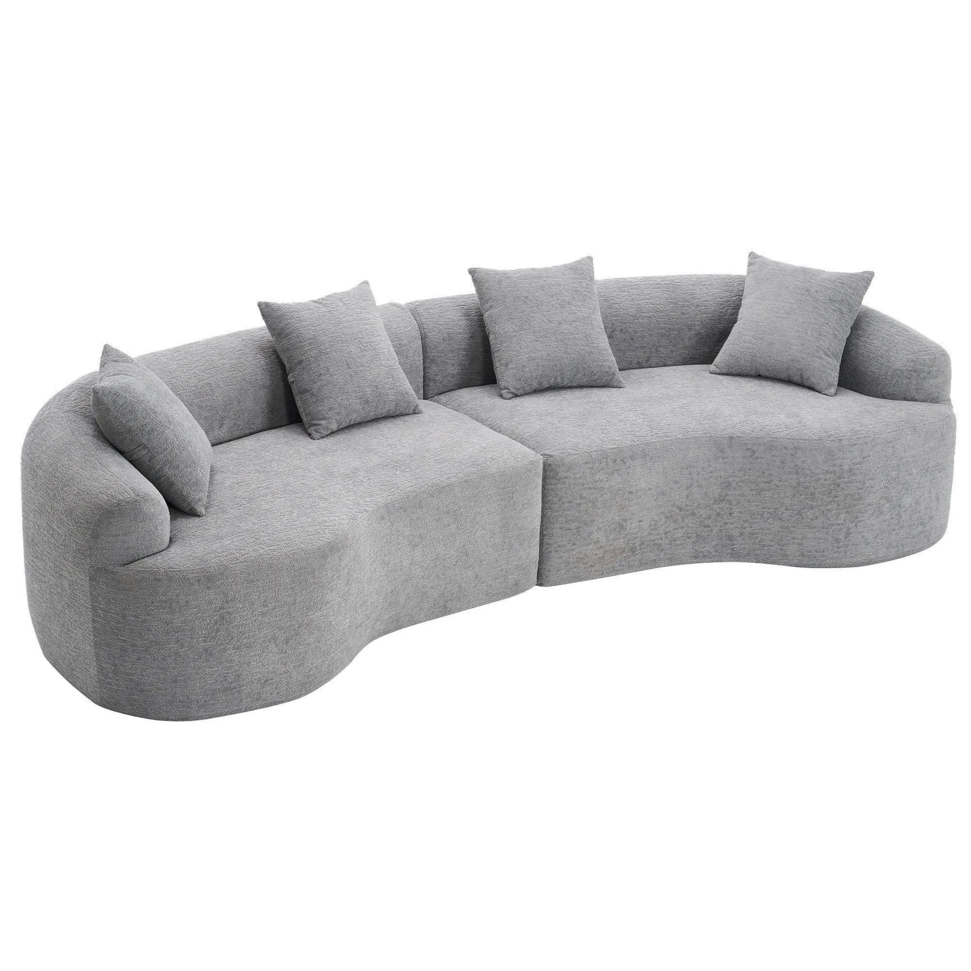 4 Seater Chenille Fabric Full Sponge Legless Compressed Sectional Sofa