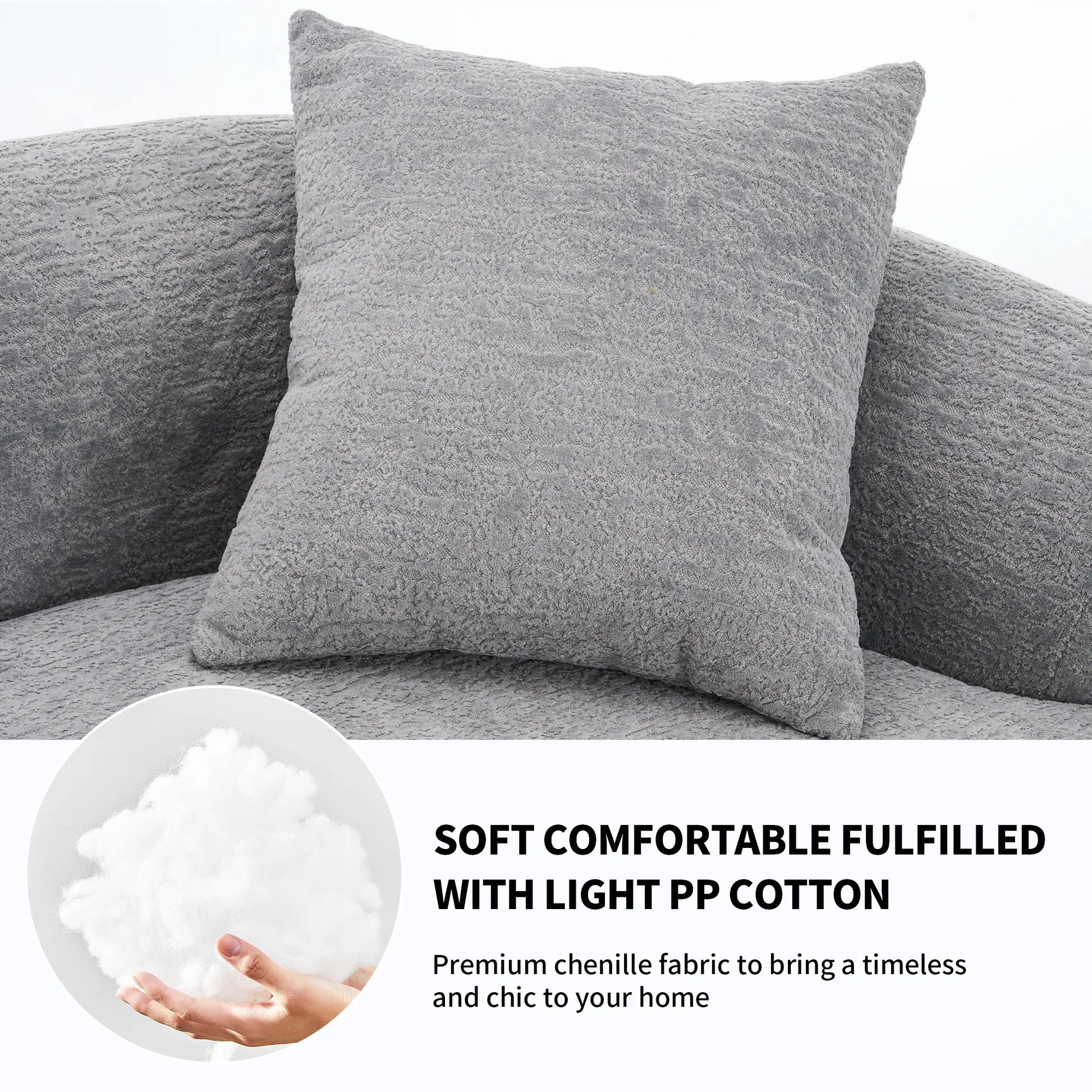 4 Seater Chenille Fabric Full Sponge Legless Compressed Sectional Sofa