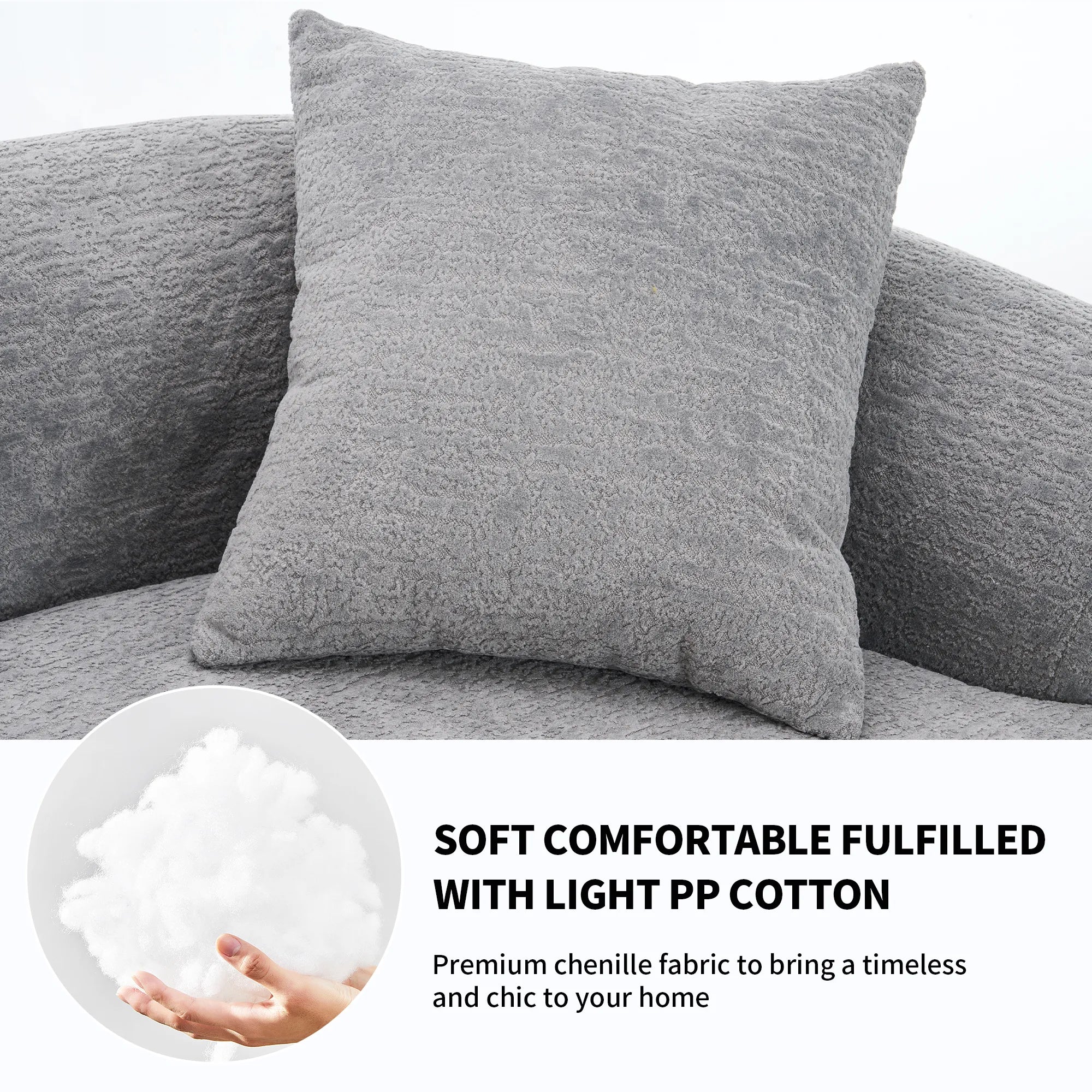 4 Seater Chenille Fabric Full Sponge Legless Compressed Sectional Sofa