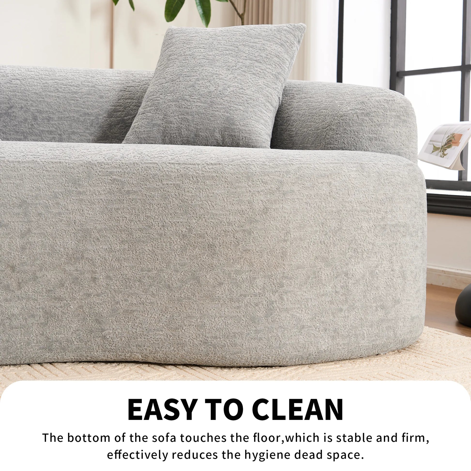 4 Seater Chenille Fabric Full Sponge Legless Compressed Sectional Sofa