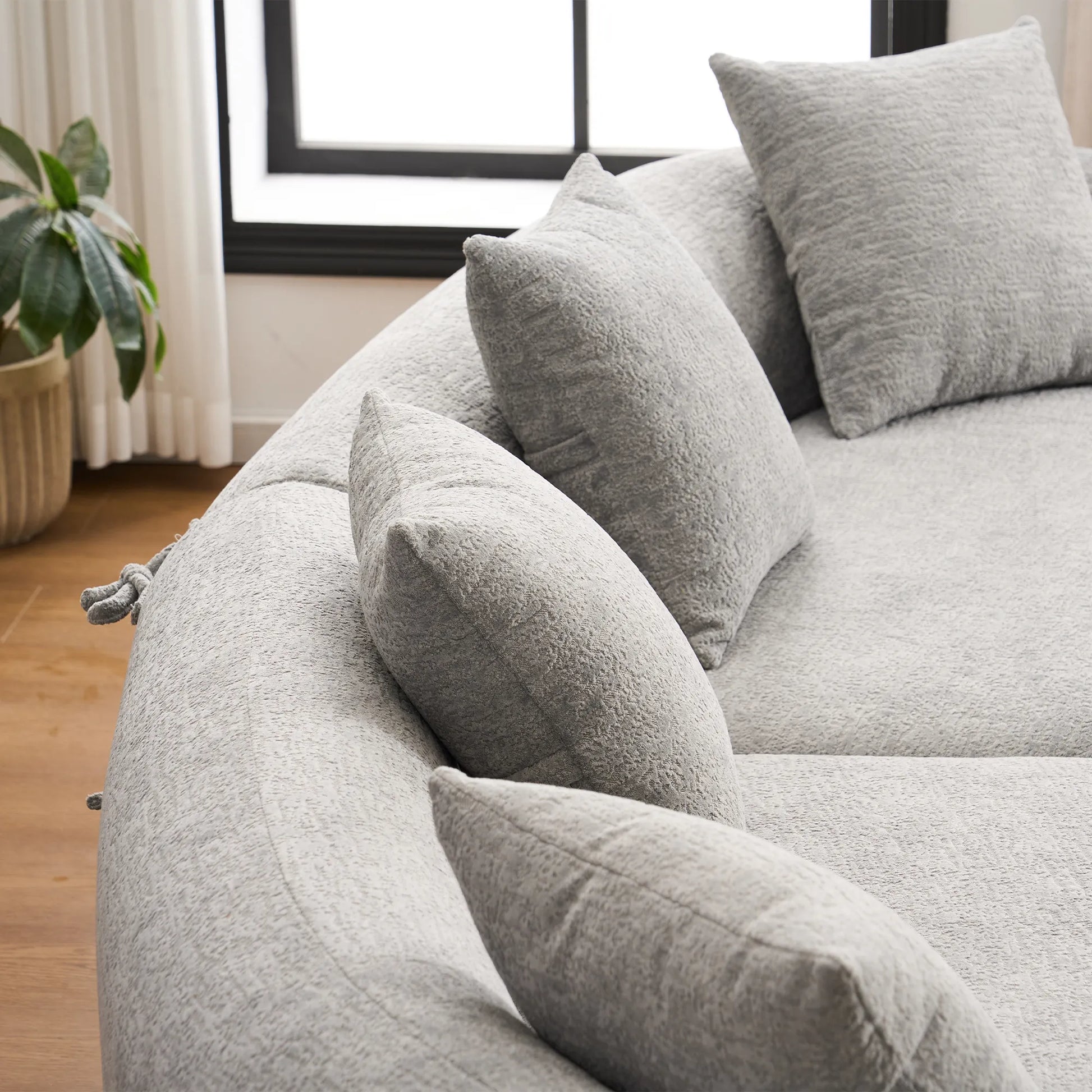 4 Seater Chenille Fabric Full Sponge Legless Compressed Sectional Sofa